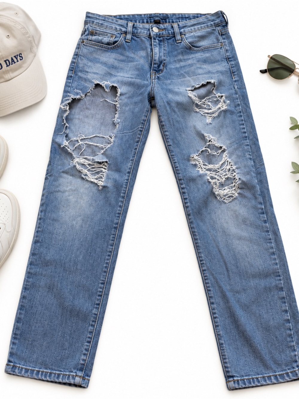Flying Monkey Low Rise Skinny Jeans Womens 30 Distressed Ripped Light Wash Y2K